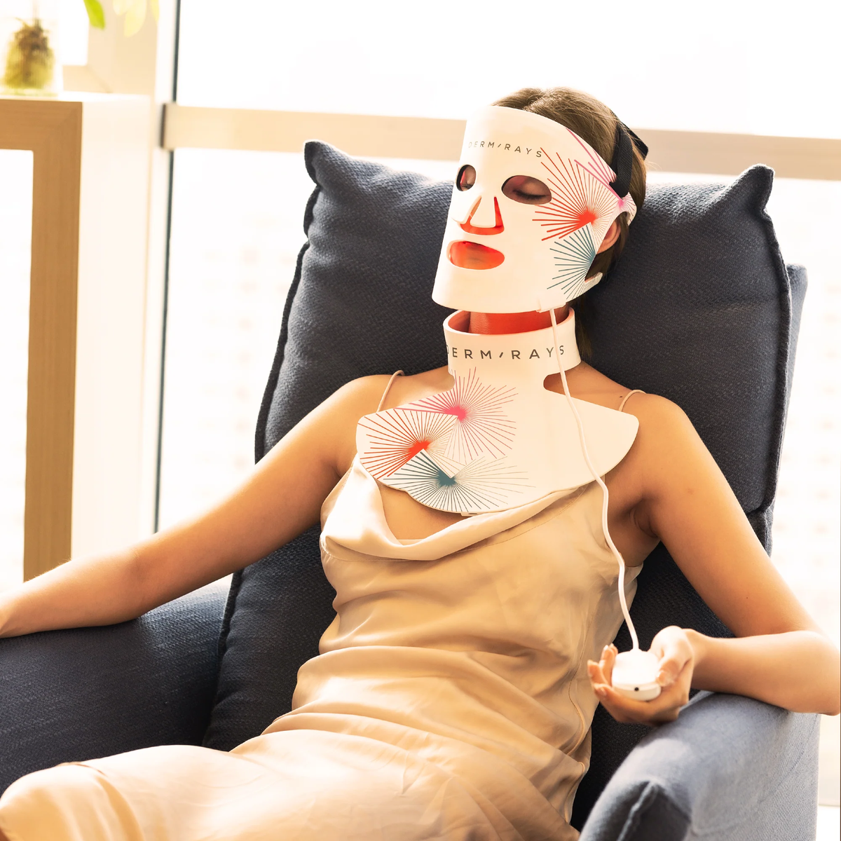 DermRays LED Light Therapy Mask For Face, Neck and Décolletage, Revitalize & Renew Your Skin