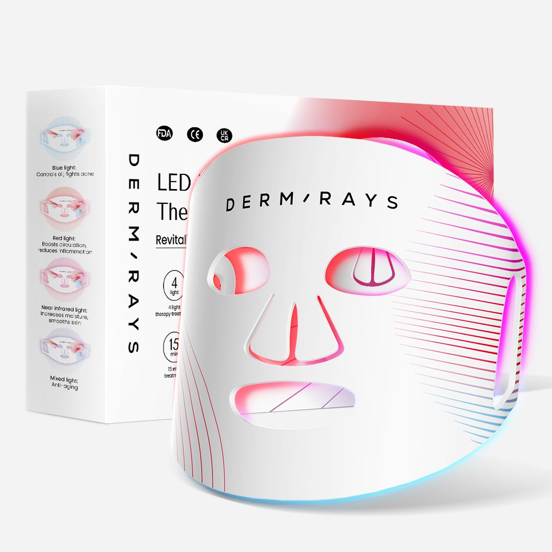 DermRays LED Light Therapy Mask For Face, Neck and Décolletage, Revitalize & Renew Your Skin
